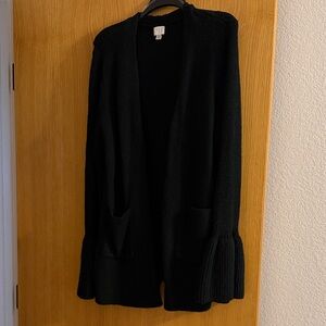 Black Open Front Cardigan Sweater